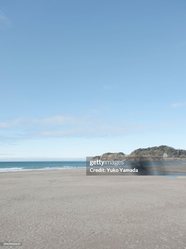Scenic View of Morning Beach in Kamakura Japan