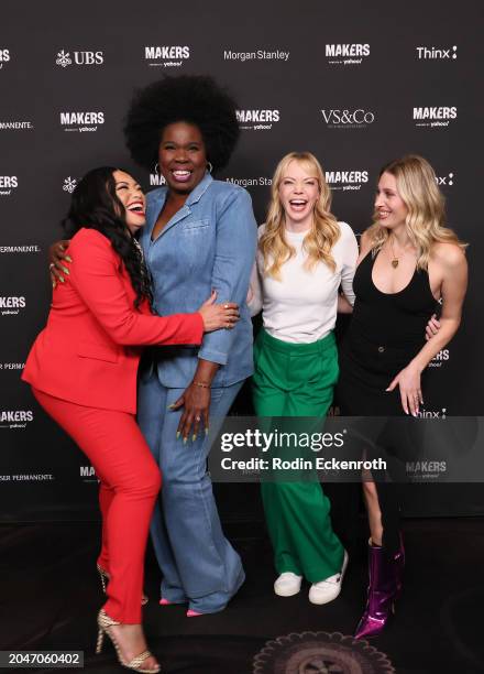 Tisha Campbell, Leslie Jones, Riki Lindhome and Corey Rae attend Day Two of The MAKERS Conference 2024 at The Beverly Hilton on February 28, 2024 in...