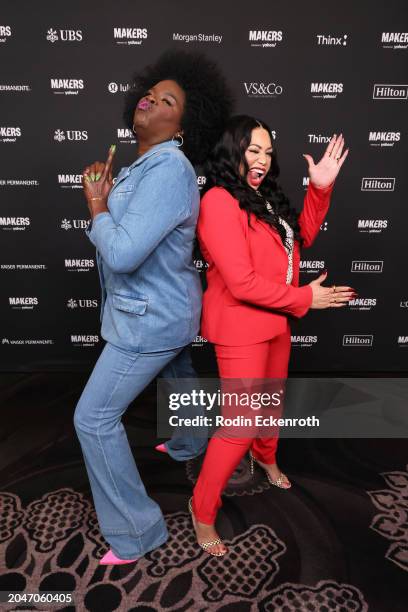 Leslie Jones and Tisha Campbell attend Day Two of The MAKERS Conference 2024 at The Beverly Hilton on February 28, 2024 in Beverly Hills, California.