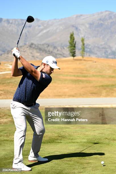 Ben Campbell of New Zealand plays a shot during day one of the 2024 New Zealand Golf Open at Millbrook Resort on February 29, 2024 in Queenstown, New...