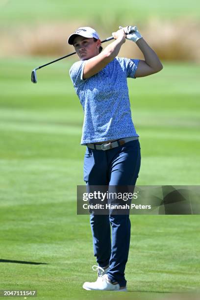 Ash Barty of Australia plays a shot during day one of the 2024 New Zealand Golf Open at Millbrook Resort on February 29, 2024 in Queenstown, New...