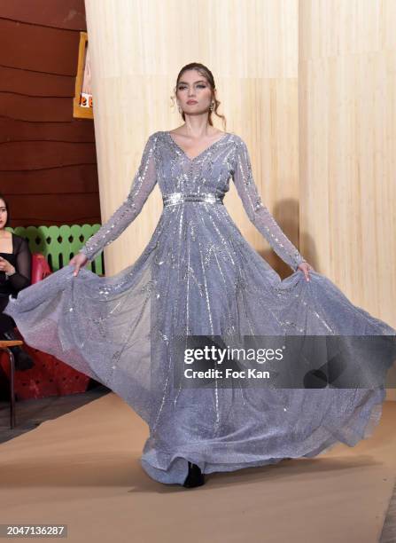 Blanca Blanco walks the runway during the Christophe Guillarme Womenswear Fall/Winter 2024-2025 show as part of Paris Fashion Week on February 28,...