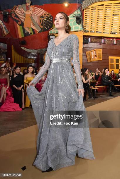 Blanca Blanco walks the runway during the Christophe Guillarme Womenswear Fall/Winter 2024-2025 show as part of Paris Fashion Week on February 28,...