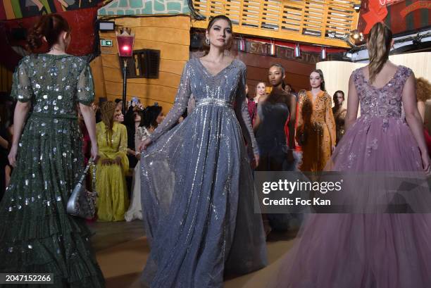 Blanca Blanco walks the runway during the Christophe Guillarme Womenswear Fall/Winter 2024-2025 show as part of Paris Fashion Week on February 28,...