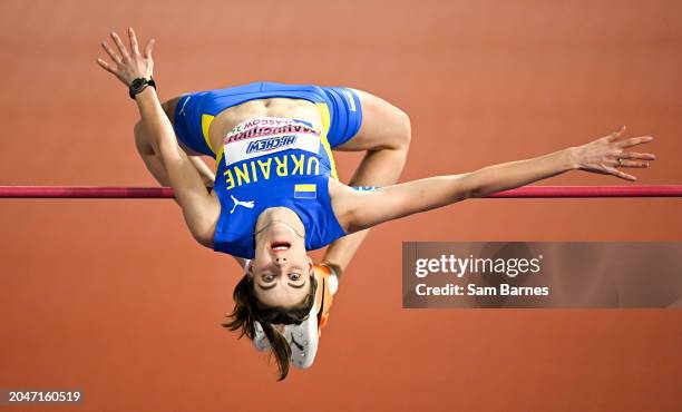 Scotland , United Kingdom - 2 March 2024; Yaroslava Mahuchikh of Ukraine competes in the women's high jump during day two of the World Indoor...
