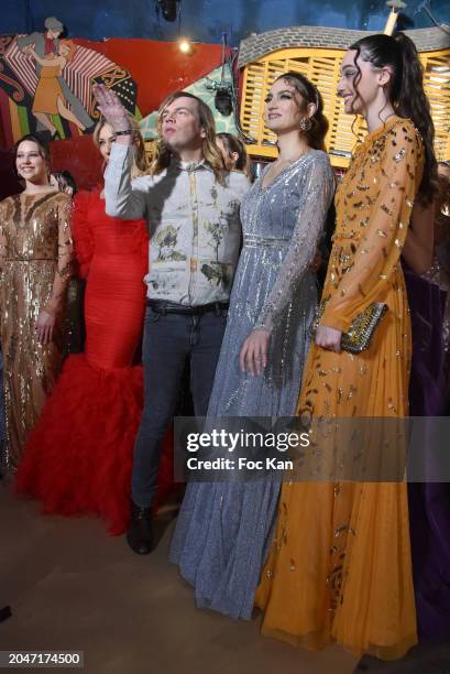 Delphine Wespiser, Christophe Guillarmé, Blanca Blanco and a model walk the runway during the Christophe Guillarme Womenswear Fall/Winter 2024-2025...