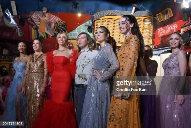Delphine Wespiser, Christophe Guillarmé, Blanca Blanco and a model walk the runway during the Christophe Guillarme Womenswear Fall/Winter 2024-2025...