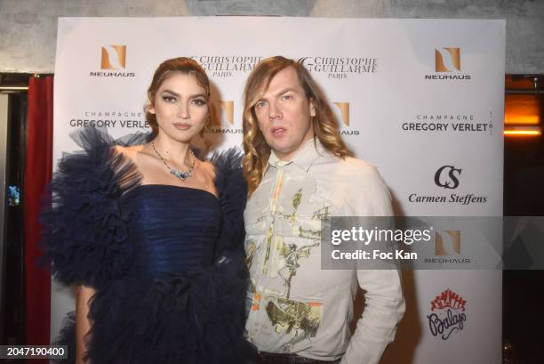 Blanca Blanco and Christophe Guillarmé attend the Christophe Guillarme Womenswear Fall/Winter 2024-2025 show as part of Paris Fashion Week on...