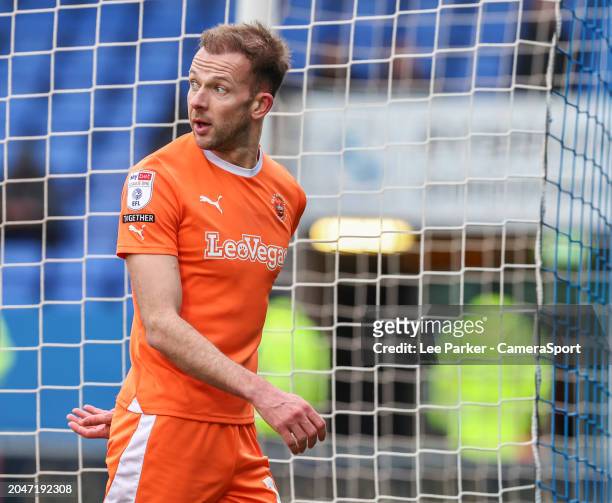 Blackpool's Jordan Rhodes during the Sky Bet League One match between Shrewsbury Town and Blackpool at Montgomery Waters Meadow on March 2, 2024 in...