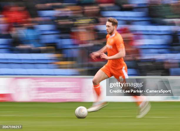 Blackpool's Matthew Pennington during the Sky Bet League One match between Shrewsbury Town and Blackpool at Montgomery Waters Meadow on March 2, 2024...