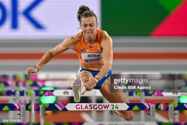 Nadine Visser of the Netherlands competing in the Women's 60m Hurdles during Day 3 of the World Athletics Indoor Championships Glasgow 2024 at the...