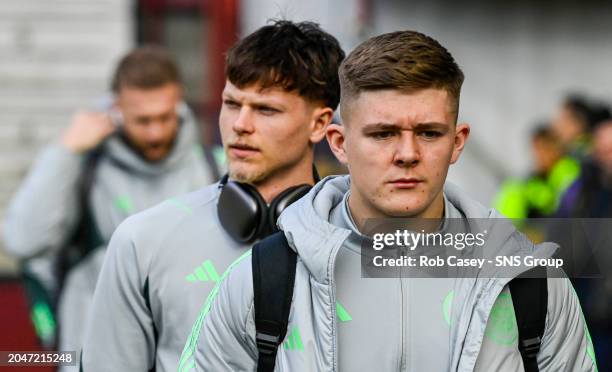 Celtic's Daniel Kelly and Odin Thiago Holm during a cinch Premiership match between Heart of Midlothian and Celtic at Tynecastle Park, on March 03 in...