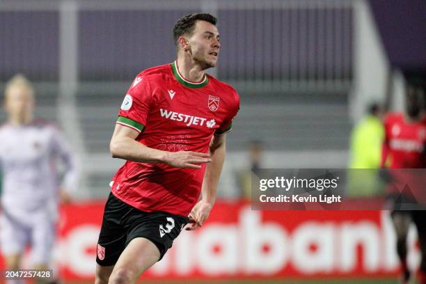 Callum Montgomery of Cavalry FC looks on against Orlando City SC during leg one of the Concacaf Champions Cup at Starlight Stadium on February 21,...