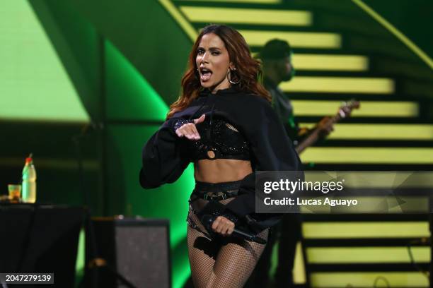 Anitta performs during the 63rd edition of the Viña del Mar International Song Festival at Quinta Vergara on February 29, 2024 in Viña del Mar, Chile.