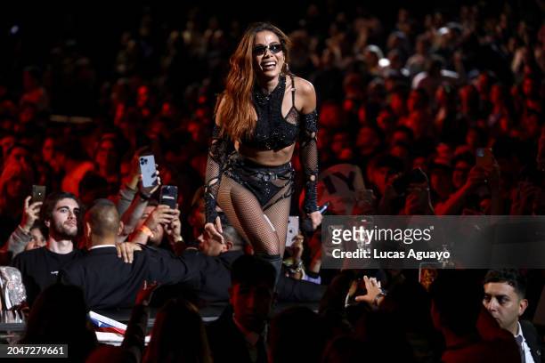 Anitta performs during the 63rd edition of the Viña del Mar International Song Festival at Quinta Vergara on February 29, 2024 in Viña del Mar, Chile.