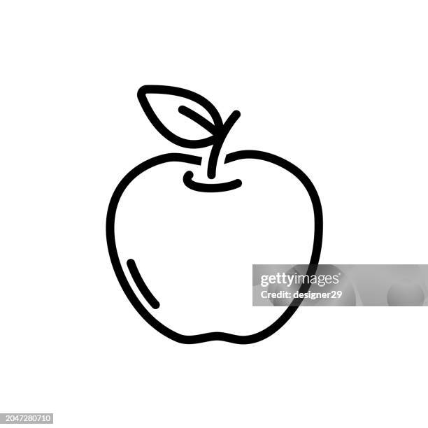 apple line icon vektordesign. - apfel stock-grafiken, -clipart, -cartoons und -symbole