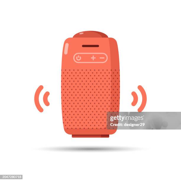ilustraciones, imágenes clip art, dibujos animados e iconos de stock de diseño vectorial de iconos de altavoces bluetooth. - equipo de alta fidelidad