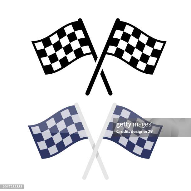 rennflaggen-vektor-set. - zielflagge stock-grafiken, -clipart, -cartoons und -symbole