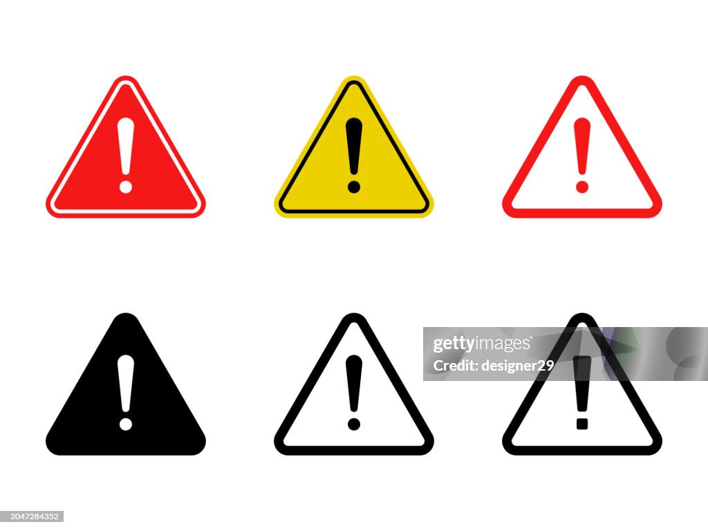 Warning or Danger Sign Icon Set Vector Design.
