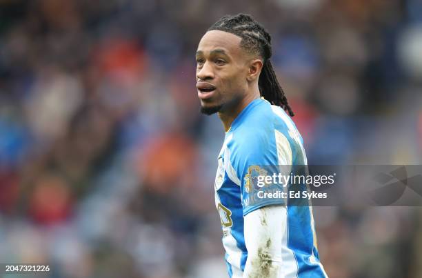 David Kasumu of Huddersfield Town during the Sky Bet Championship match between Huddersfield Town and Leeds United at John Smith's Stadium on March...