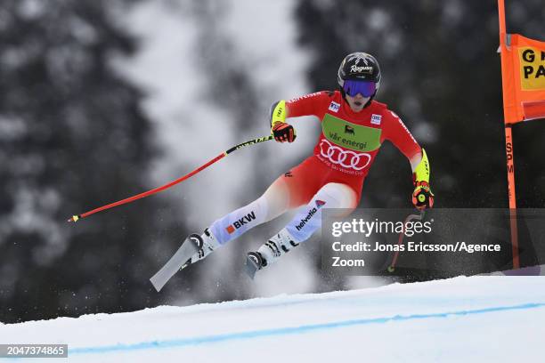 Lara Gut-behrami of Team Switzerland in action during the Audi FIS Alpine Ski World Cup Women's Super on March 3, 2024 in Kvitfjell Norway.