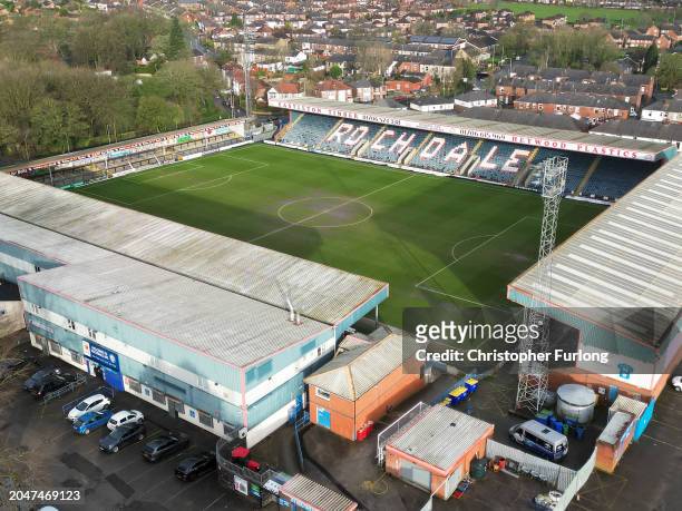 An aerial view of Rochdale Association Football Club which, Rochdale by-election Workers Party of Britain candidate, George Galloway said he would...