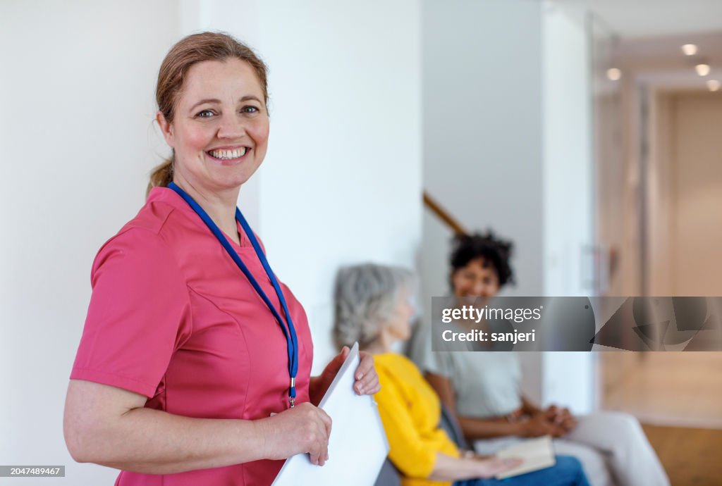 Nurse and patients in a small Medical Clinic