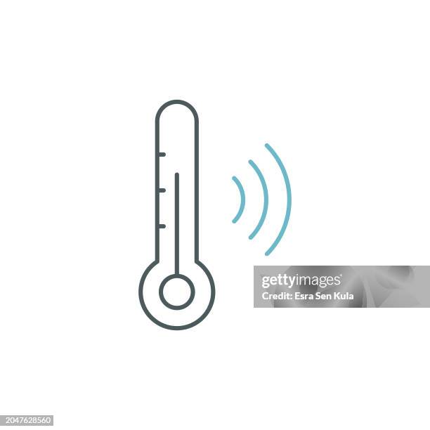smart thermostat duocolor line icon design with editable stroke. suitable for infographics, web pages, mobile apps, ui, ux, and gui design. - touch screen wall stock illustrations