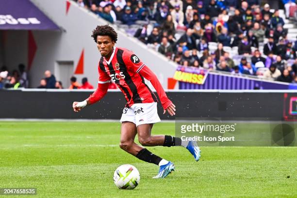 Hicham BOUDAOUI of Nice during the Ligue 1 Uber Eats match between Toulouse and Nice at Stadium Municipal on March 3, 2024 in Toulouse, France. -...