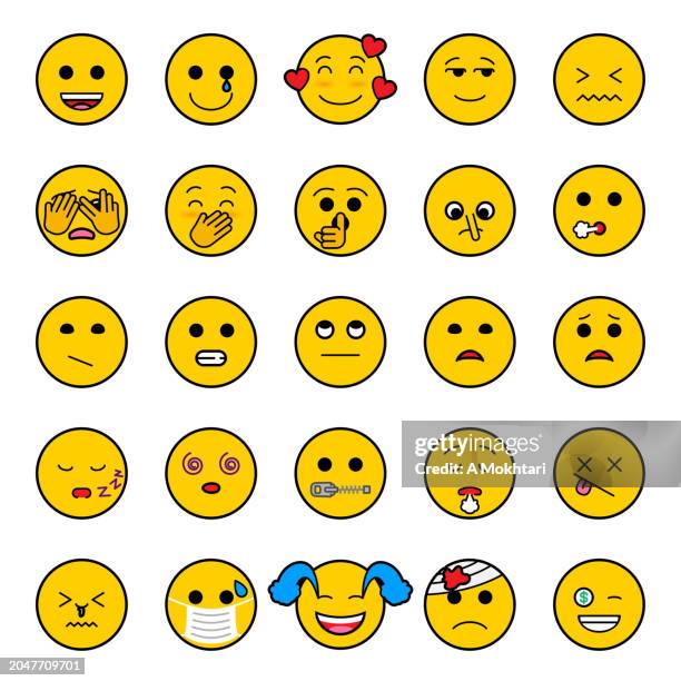 emoticons set. - nausea stock illustrations