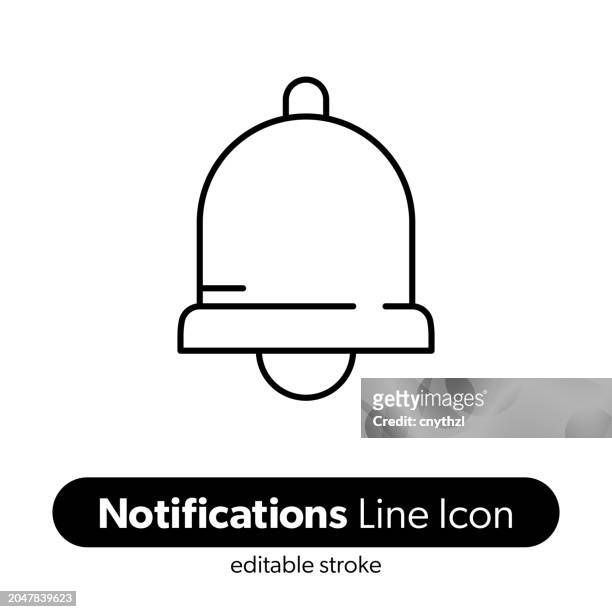 notifications line icon. editable stroke vector icon. - bell stock illustrations
