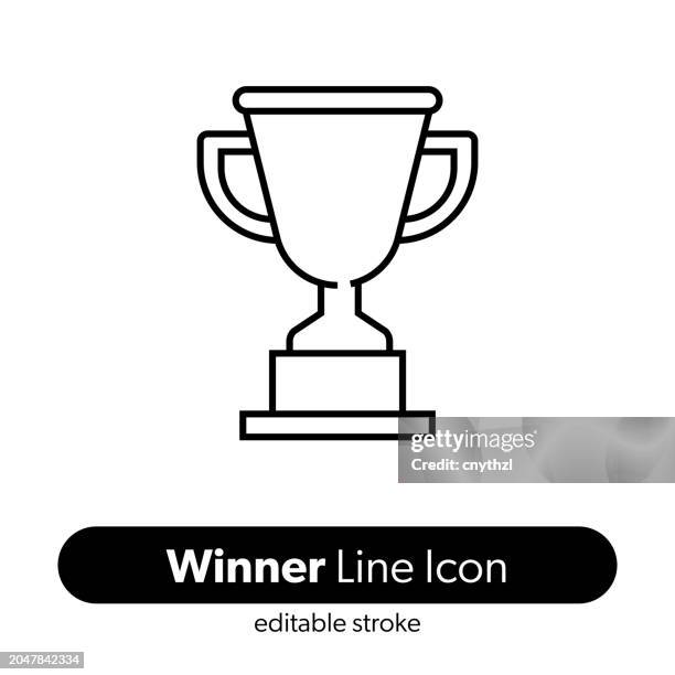 symbol für die gewinnerlinie. bearbeitbares strichvektorsymbol. - trophäe stock-grafiken, -clipart, -cartoons und -symbole