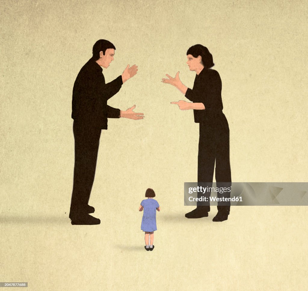 Graphics Arguing Parents Parents Arguing In Front Of Small Daughter High-Res Vector Graphic ...