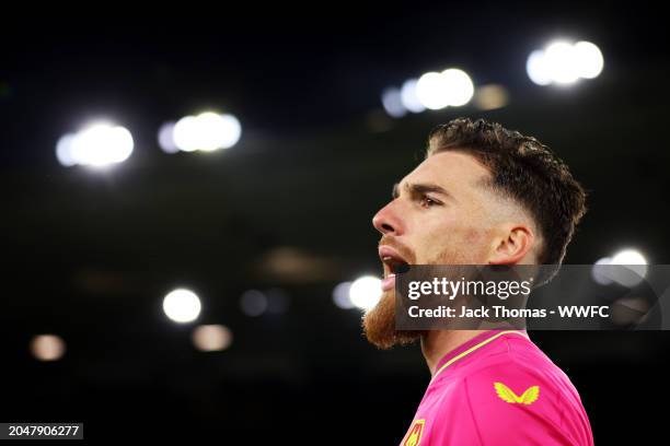 Jose Sa of Wolverhampton Wanderers looks on ahead of the Emirates FA Cup Fifth Round match between Wolverhampton Wanderers and Brighton & Hove Albion...