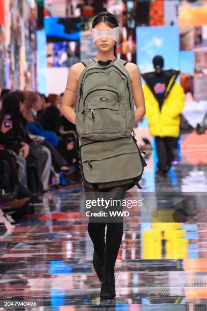 Model on the runway at Balenciaga RTW Fall 2024 as part of Paris Ready to Wear Fashion Week held at Hôtel des Invalides on March 3, 2024 in Paris,...