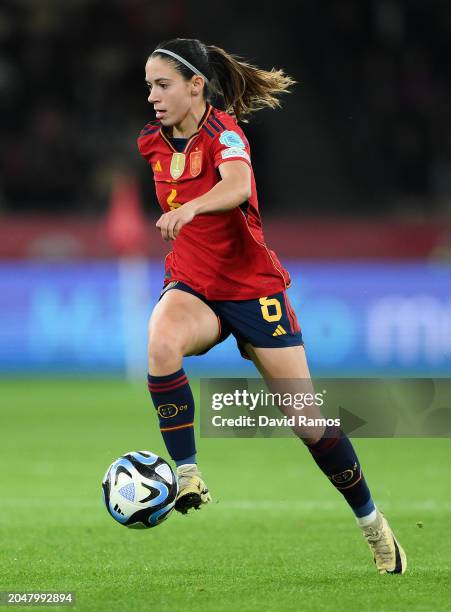 Aitana Bonmati of Spain runs with the ball during the UEFA Women's Nations League 2024 Final match between Spain and France at Estadio La Cartuja on...