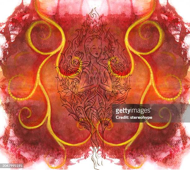 rustic red goddess - tribal art stock illustrations