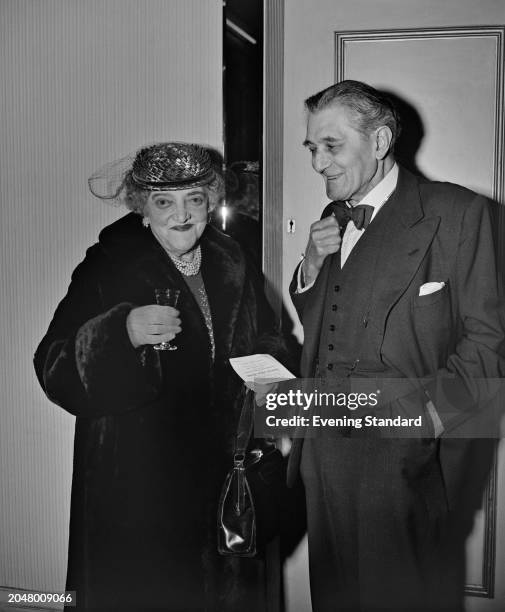 Actors Ada Reeve and Bransby Williams at the Diamond Jubilee dinner, Criterion Theatre, London, March 4th 1956.