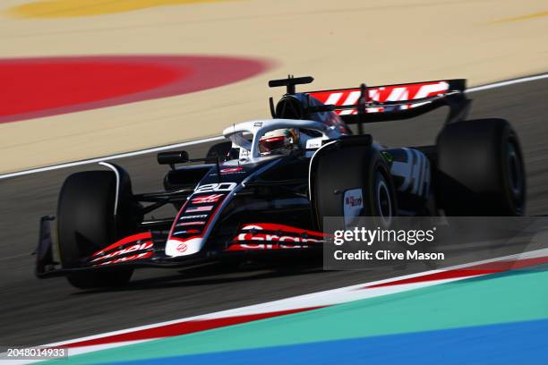 Kevin Magnussen of Denmark driving the Haas F1 VF-24 Ferrari on track during practice ahead of the F1 Grand Prix of Bahrain at Bahrain International...