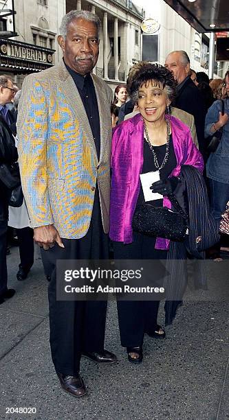 Actor Ossie Davis and his wife actress Ruby Dee arrive at the opening night of the Roundabout Theater Company's production of "Master Harold And The...