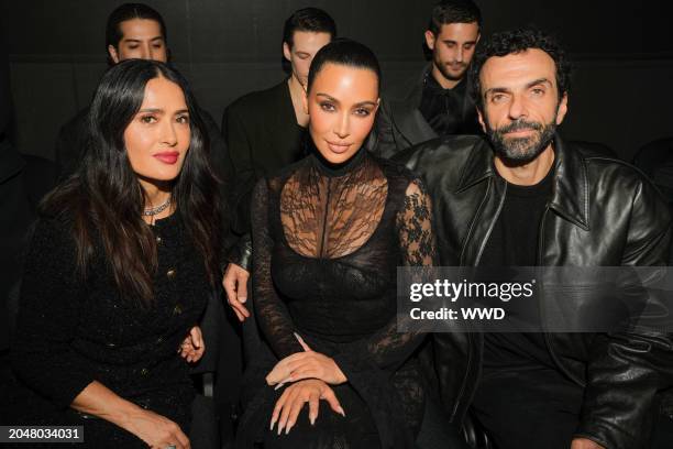 Salma Hayek, Kim Kardashian and Guest at Balenciaga RTW Fall 2024 as part of Paris Ready to Wear Fashion Week held at Hôtel des Invalides on March 3,...