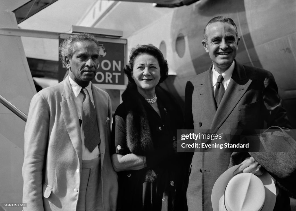 Krishna Menon, Averell Harriman, Marie Norton Harriman, 1955