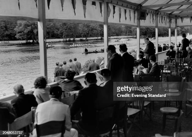 Spectators watching the Henley Royal Regatta, Oxfordshire, July 2nd 1955.