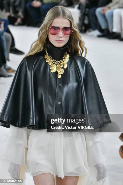 Model walks the runway during the Chloe Ready to Wear Fall/Winter 2024-2025 fashion show as part of the Paris Fashion Week on February 29, 2024 in...