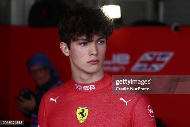 Oliver Bearman ahead of the Formula 2 Round Feature Race at Sakhir Circuit in Sakhir, Bahrain on March 2, 2024.