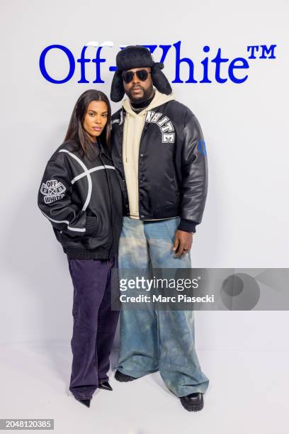 Tina Kunakey and Winston Duke attend the Off-White Fall Winter 2024-2025 Show as part of Paris Fashion Week on February 29, 2024 in Paris, France.