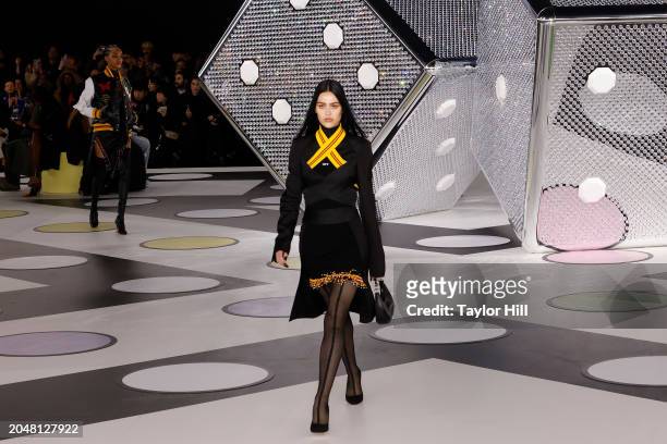 Amelia Gray Hamlin walks the runway during the Off-White Womenswear Fall/Winter 2024-2025 show as part of Paris Fashion Week on February 29, 2024 in...