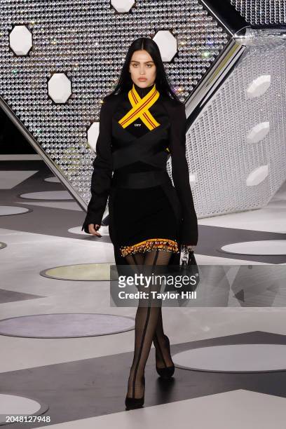 Amelia Gray Hamlin walks the runway during the Off-White Womenswear Fall/Winter 2024-2025 show as part of Paris Fashion Week on February 29, 2024 in...