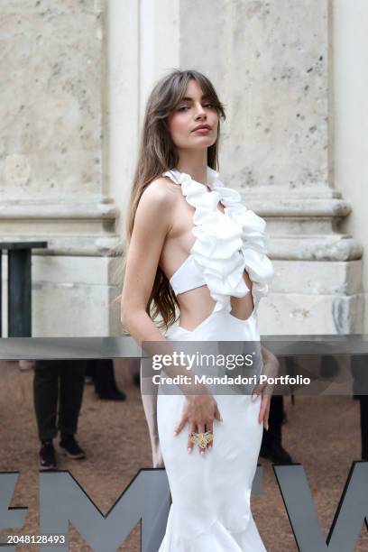 French model and influencer Mara Lafontan guest at the Genny fashion show at Milan Fashion Week Women's Collection Fall Winter 2024. Milan , February...