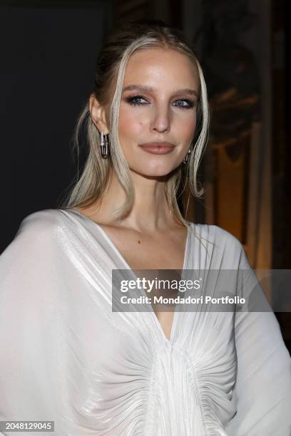 German blogger, model, entrepreneur and influencer Leonie Hanne guest at the Genny fashion show at Milan Fashion Week Women's Collection Fall Winter...